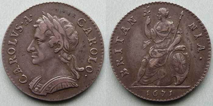 Charles II, 1671 pattern silver farthing P435 Charles II, 1671 pattern silver farthing P435